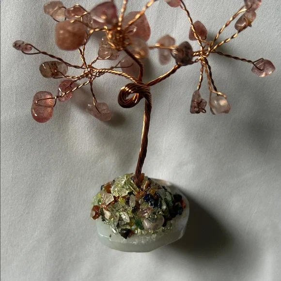 Natural Rose Quartz Copper Wire Wrapped Tree Of Life - Picture 6 of 10